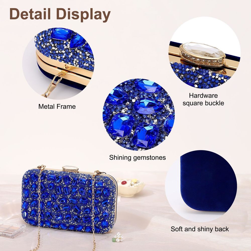 Evening Bags Clutch Purses mal, Gemstone Handbag Crystal :3 - Picture 3 of 7